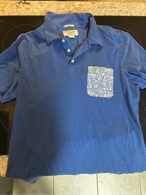 Original penquin Blue Men’s Polo Shirt with Floral Pocket
